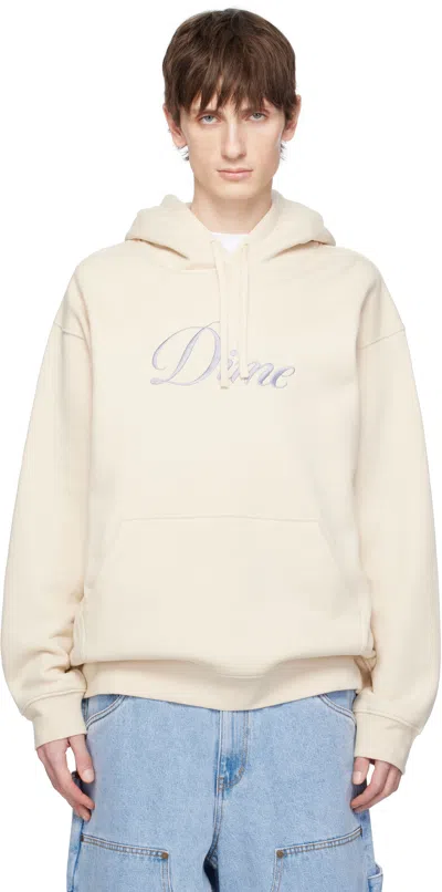 Dime Beige Cursive Logo Hoodie In Fog
