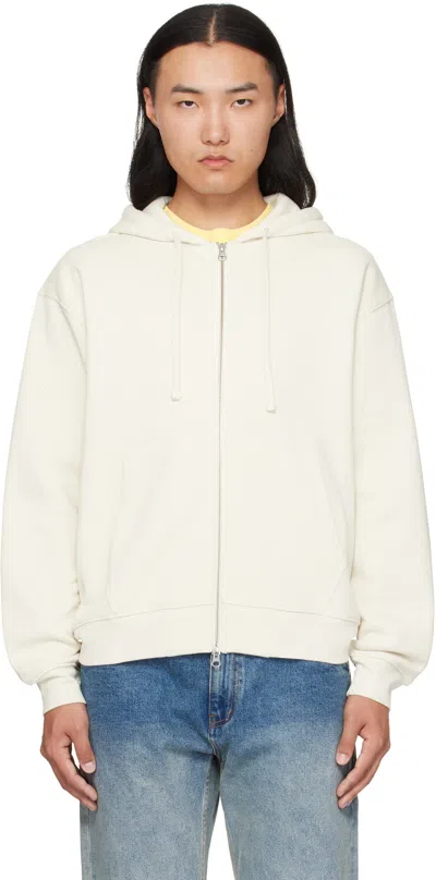 Dime Beige Cursive Zip Hoodie In Brown