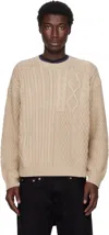 Dime Beige Mixed Cable Knit Sweater In Neutral