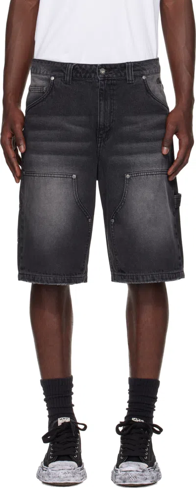 Dime Black Carpenter Denim Shorts In Gray
