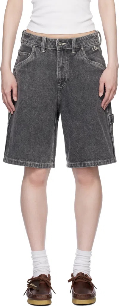 Dime Black Classic Denim Shorts In Faded Black