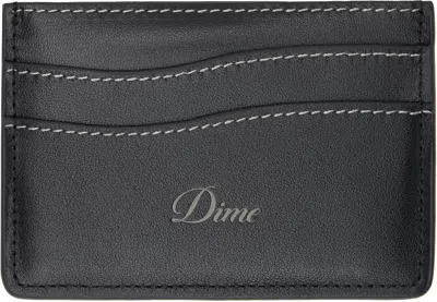 Dime Black Cursive Card Holder In Black Leather