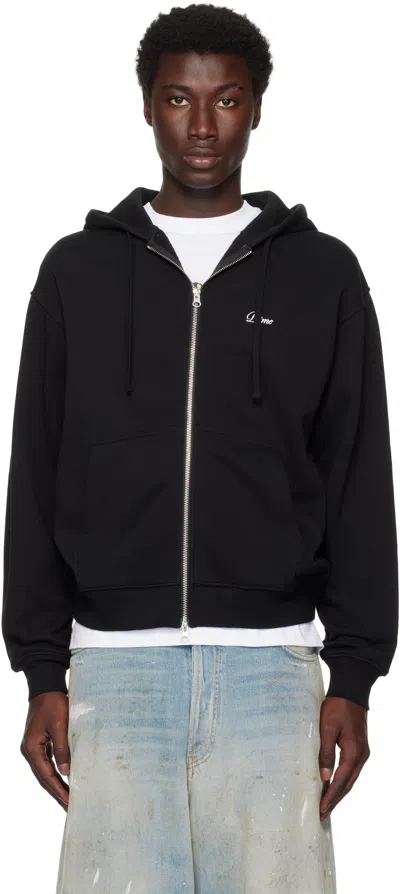 Dime Black Cursive Small Logo Zip Hoodie
