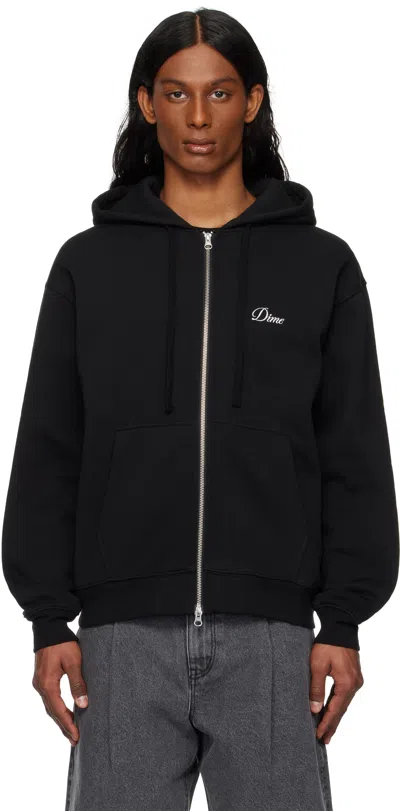 Dime Black Cursive Zip Hoodie