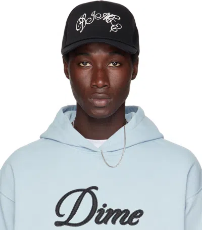 Dime Black Embroidered Fighter Trucker Cap