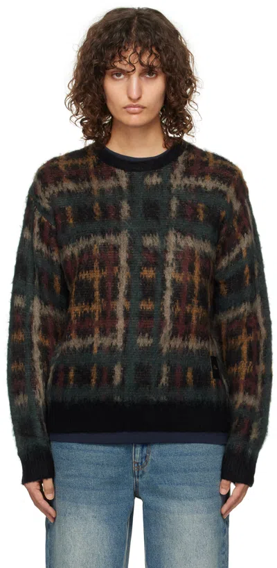 Dime Black Plaid Mohair Knit Sweater