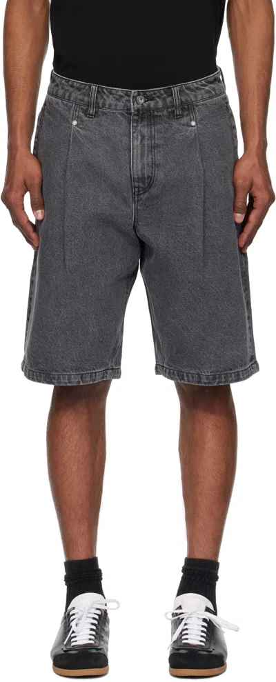 Dime Black Pleated Denim Shorts