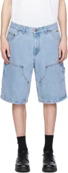 Dime Carpenter Denim Shorts In Blue Washed