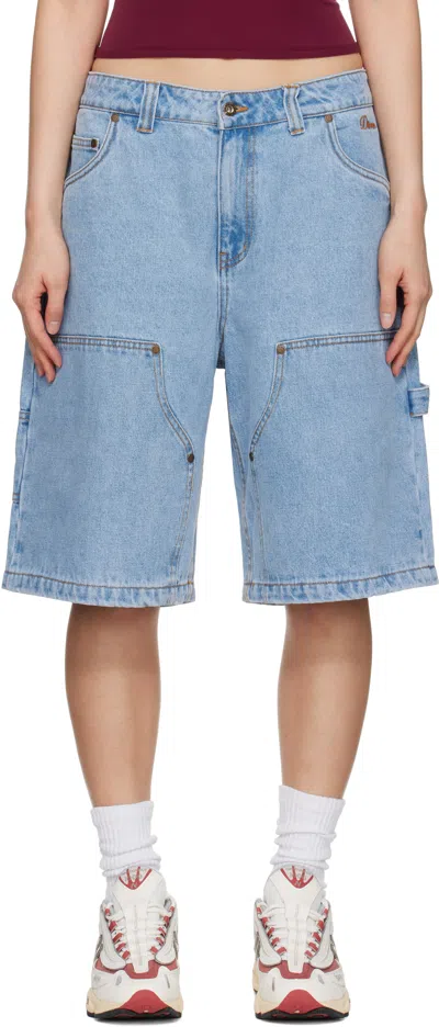 Dime Blue Carpenter Denim Shorts In Blue Washed