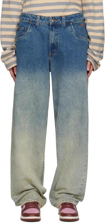 Dime Blue Classic Baggy Jeans In Dipped Sandblasted I