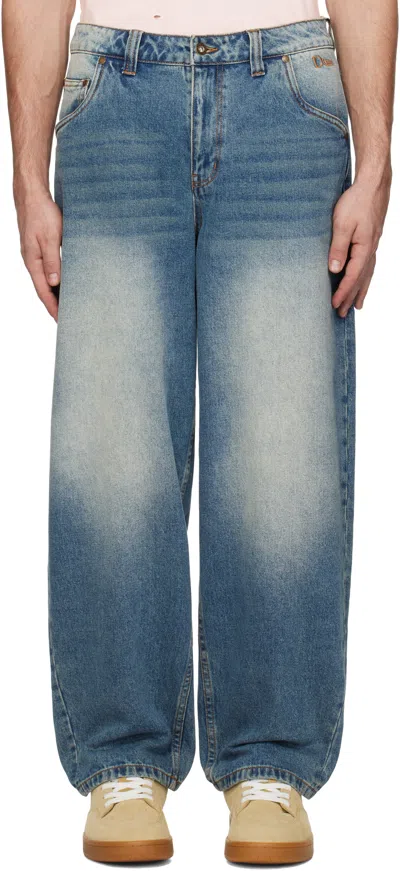Dime Blue Classic Baggy Jeans In Sandblasted Indigo