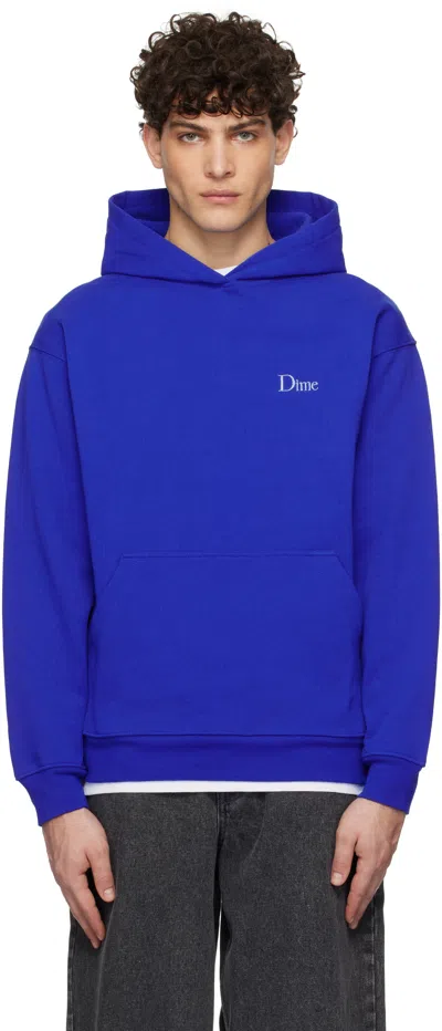 Dime Blue Classic Small Logo Hoodie In Navy Blue