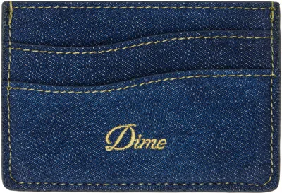 Dime Blue Cursive Card Holder In Indigo Denim