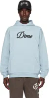 Dime Blue Cursive Hoodie In Blue