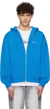 Dime Blue Cursive Small Logo Zip Hoodie In Cobalt