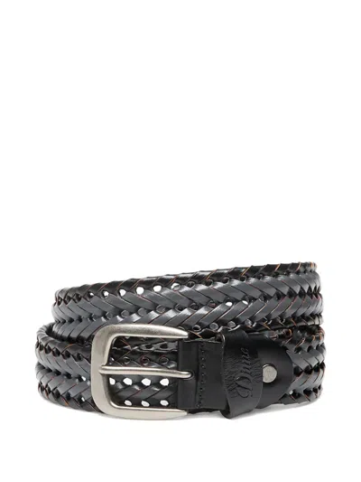 Dime Braided Leather Belt In Black