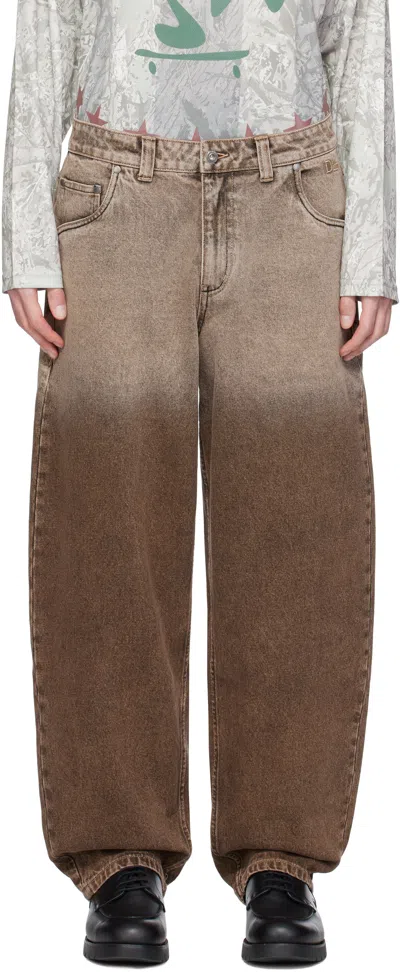 Dime Brown Classic Baggy Jeans In Sandblasted Brown