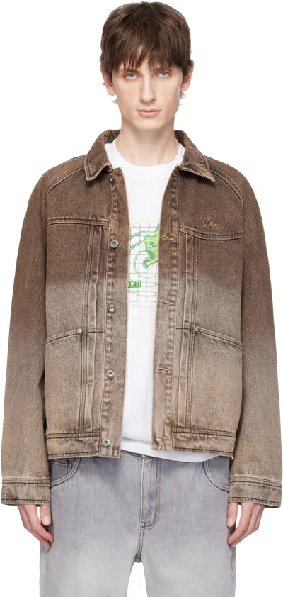 Dime Brown Gradient Denim Jacket In Sandblasted Brown