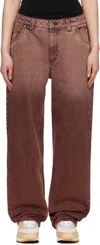 Dime Burgundy Classic Relaxed Denim Jeans In Dipped Sandblasted B