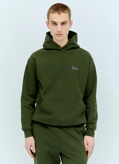 Dime Classic Small Logo Hooded Sweatshirt In Green