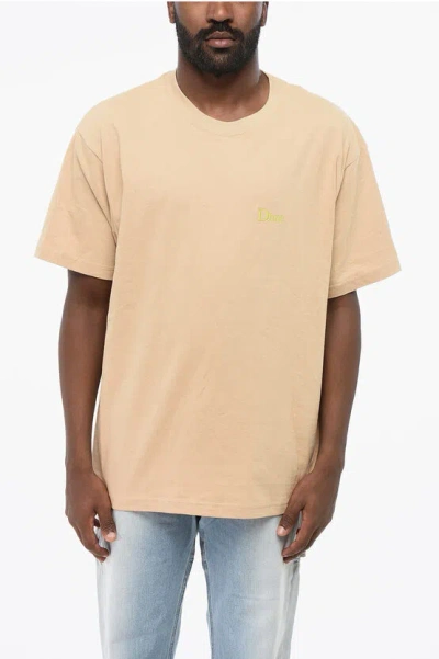 Dime Cotton Crew-neck T-shirt With Embroidery In Neutral