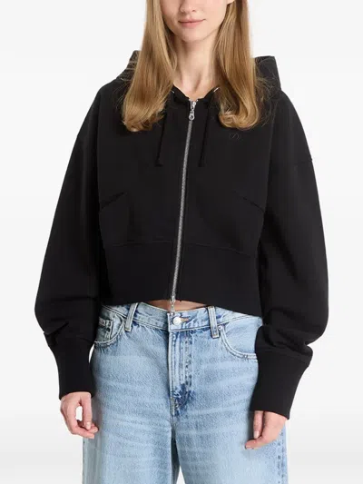 Dime Cropped Zip-up Hoodie In Black