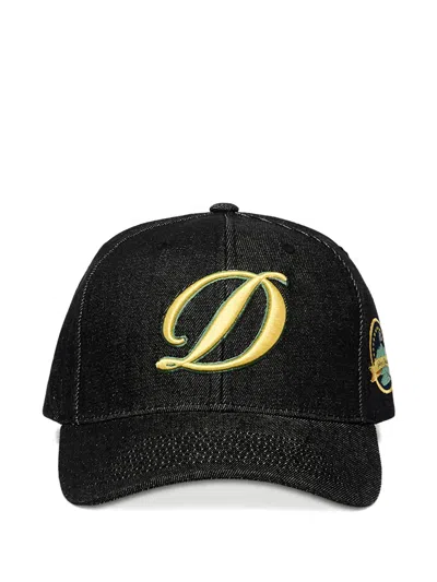 Dime Cursive D Embroidered Baseball Cap In Black