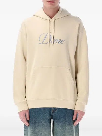 Dime Cursive-logo Hoodie In Fog