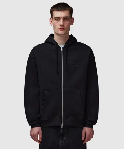 Dime Cursive Small Logo Zip Hoodie In Black