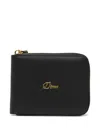 Dime Cursive Zip-around Leather Wallet In Black