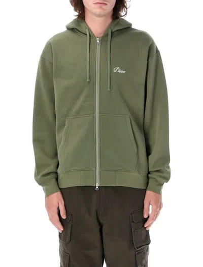 Dime Khaki Cursive Hoodie In Army Green