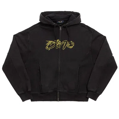 Pre-owned Dime Distressed Terry Zip Hoodie 'acid Black' | Men's Size L