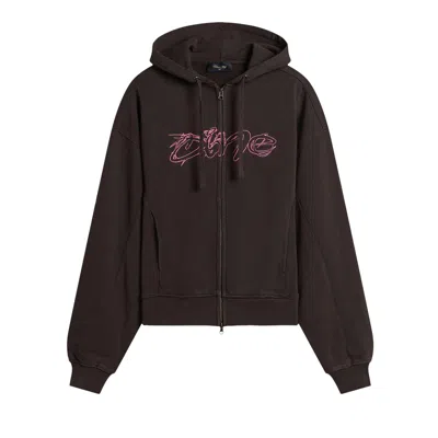 Pre-owned Dime Distressed Terry Zip Hoodie 'acid Brown' | Men's Size M