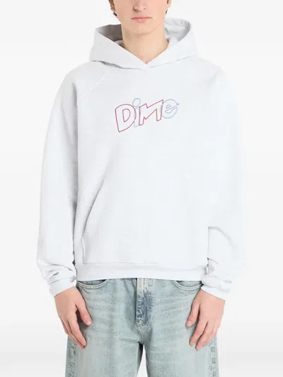 Dime Embroidered Hoodie In White