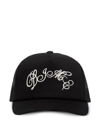 Dime Fighter Embroidered Mesh Trucker Cap In Black