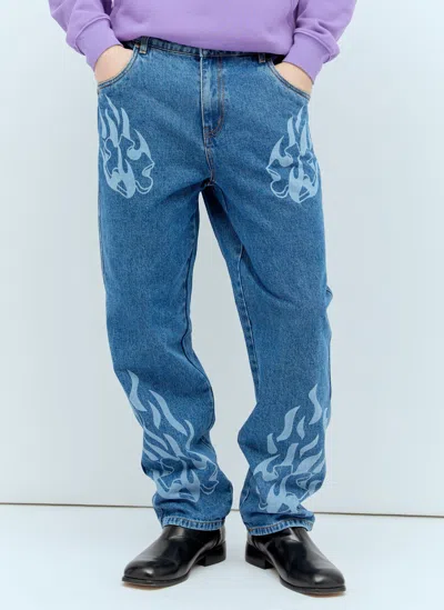 Dime Flamepuzz Relaxed Jeans In Blue