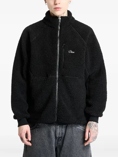 Dime Fleece Bomber Jacket In Black