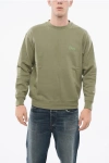 Dime Fleeced-cotton Crew-neck Sweatshirt With Embroidery In Green