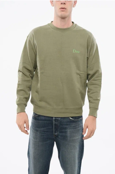 Dime Fleeced-cotton Crew-neck Sweatshirt With Embroidery
