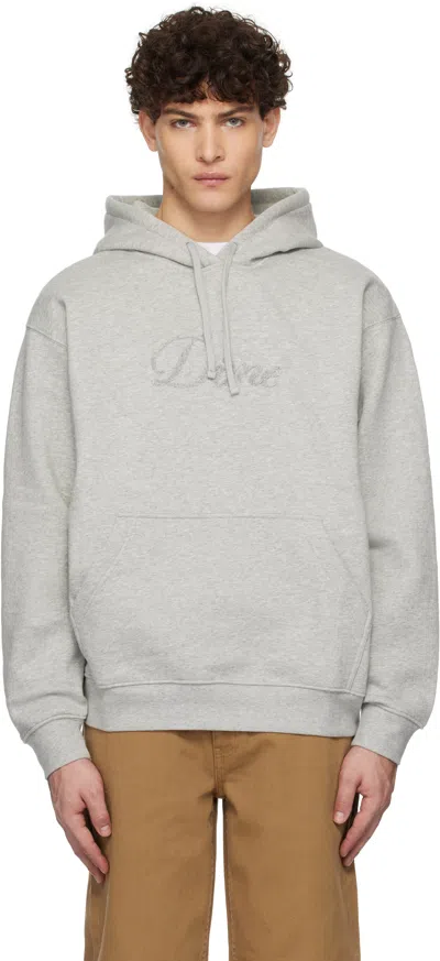 Dime Gray Cursive Logo Hoodie In Heather Gray