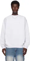 Dime Gray Cursive Small Logo Crewneck Sweatshirt In White