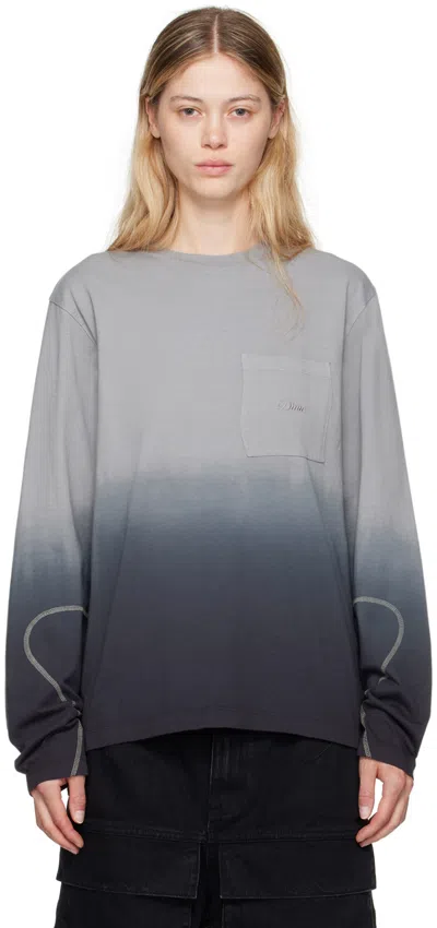 Dime Gray Gradient Long Sleeve T-shirt In Charcoal