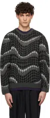 Dime Gray Houndstooth Knit Sweater In Coal