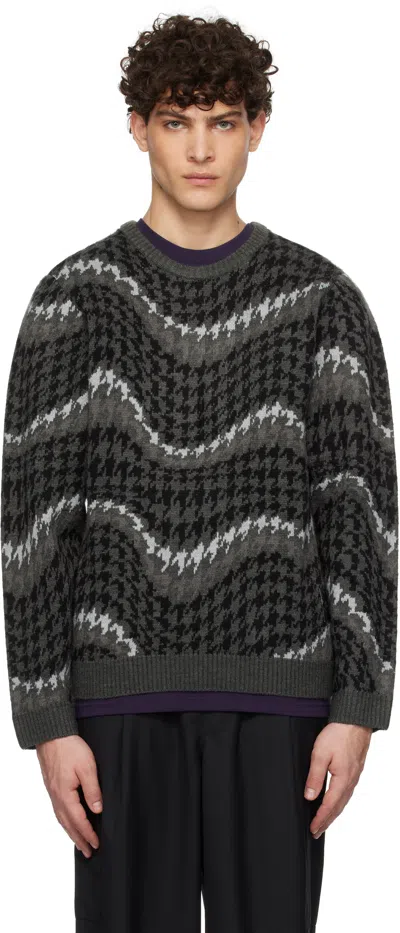 Dime Gray Houndstooth Knit Sweater In Coal
