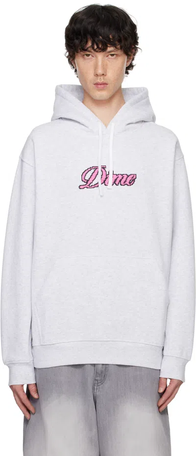 Dime Gray Pixel Cursive Hoodie In Ash