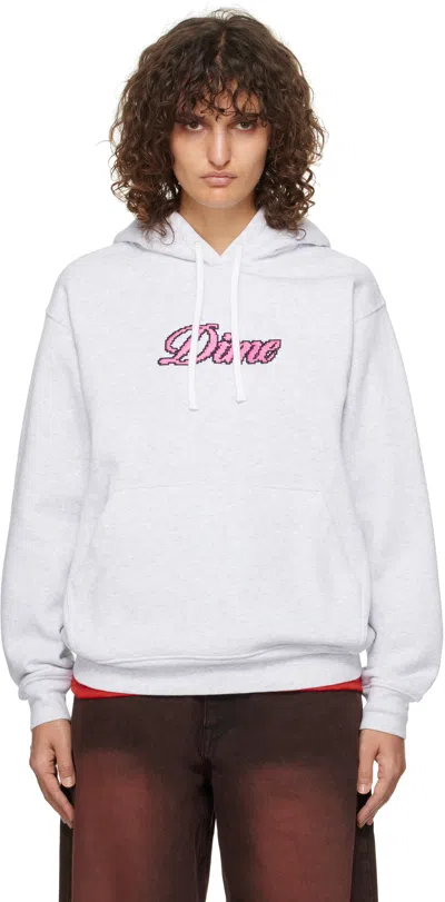 Dime Gray Pixel Cursive Hoodie In Ash