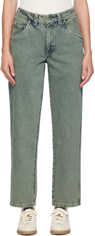 Dime Gray Relaxed Denim Jeans In Overdyed Forest