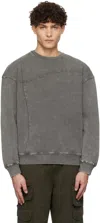Dime Gray Reverse Stitch Crewneck Sweatshirt In Charcoal Washed