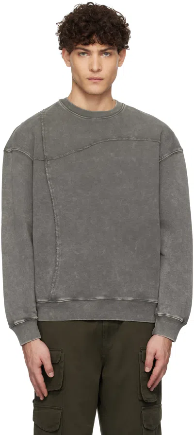 Dime Gray Reverse Stitch Crewneck Sweatshirt In Charcoal Washed