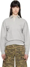 Dime Gray Wave Rugby Polo In Heather Gray